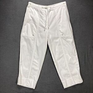 Ralph Lauren Cropped Pants Women Size 6 White Nautical Drawstring Coastal Capris